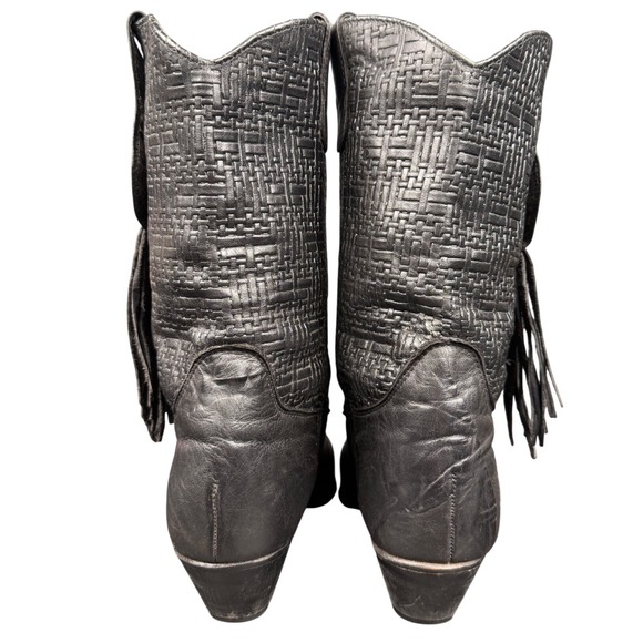Laredo Black Leather Western Fringe Boots Womens Size 8 Made in USA - Picture 3 of 7